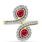 Pozlacené Stříbro 925/1000 - Prsten s Madagaskarským Rubínem a Bílým Topazem - Karátové číslo: 1.62. přibližná hmotnost: 4.44 gramů
