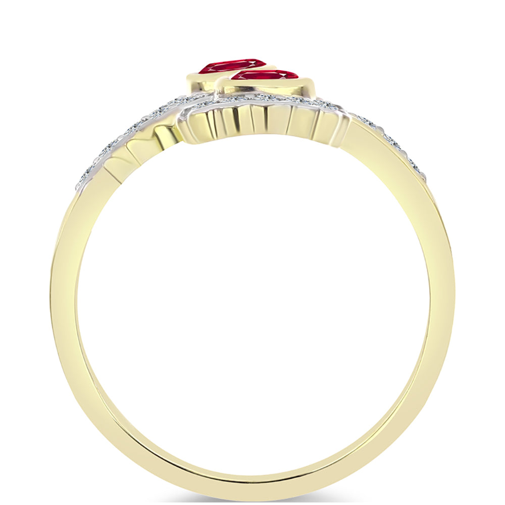 Pozlacené Stříbro 925/1000 - Prsten s Madagaskarským Rubínem a Bílým Topazem - Karátové číslo: 1.62. přibližná hmotnost: 4.44 gramů 2 