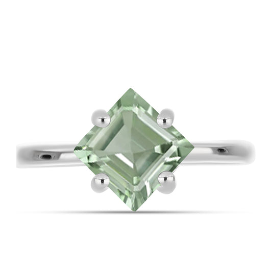 Stříbro 925/1000 - Prsten se Zeleným Ametystem - Karátové číslo: 1.59. přibližná hmotnost: 2.6 gramů