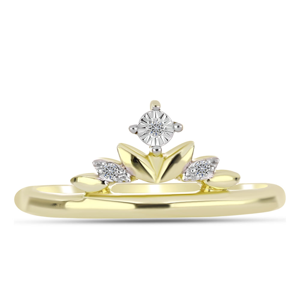 Pozlacené Stříbro 925/1000 - Prsten s Bílým Diamantem - Karátové číslo: 0.03. přibližná hmotnost: 2.35 gramů 1 