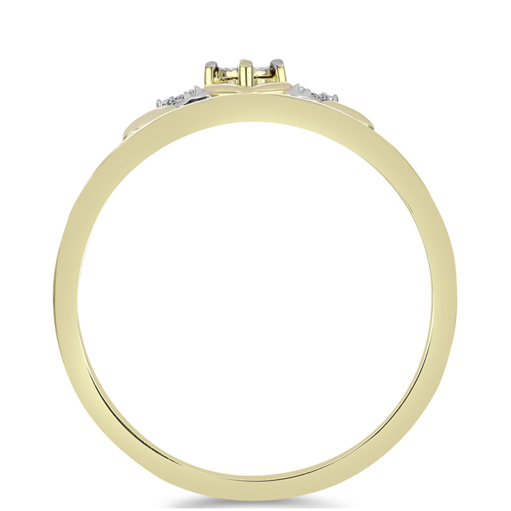 Pozlacené Stříbro 925/1000 - Prsten s Bílým Diamantem - Karátové číslo: 0.03. přibližná hmotnost: 2.35 gramů