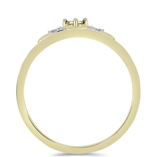 Pozlacené Stříbro 925/1000 - Prsten s Bílým Diamantem - Karátové číslo: 0.03. přibližná hmotnost: 2.35 gramů