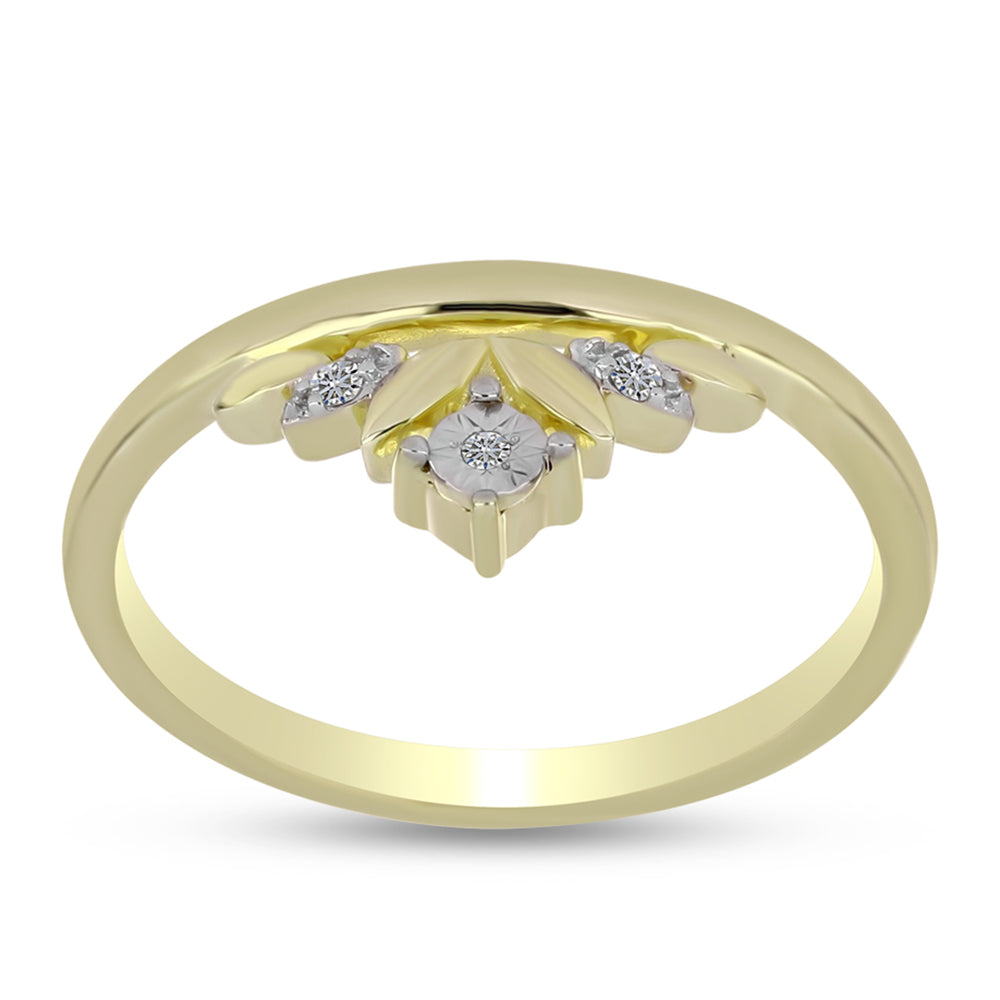 Pozlacené Stříbro 925/1000 - Prsten s Bílým Diamantem - Karátové číslo: 0.03. přibližná hmotnost: 2.35 gramů 3 