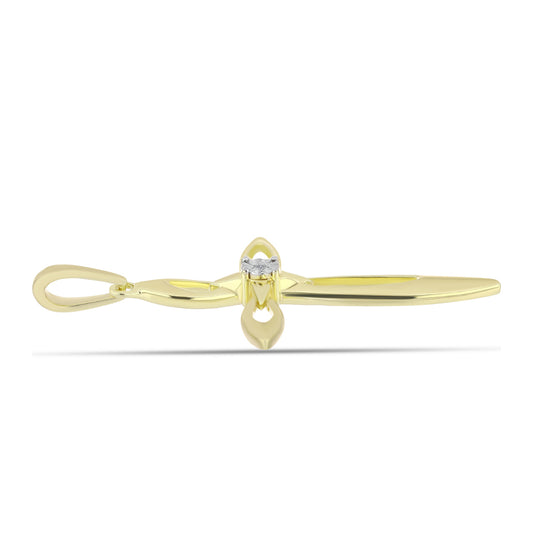 Pozlacené Stříbro 925/1000 - Přívěsek s Bílým Diamantem - Karátové číslo: 0.01. přibližná hmotnost: 2.17 gramů