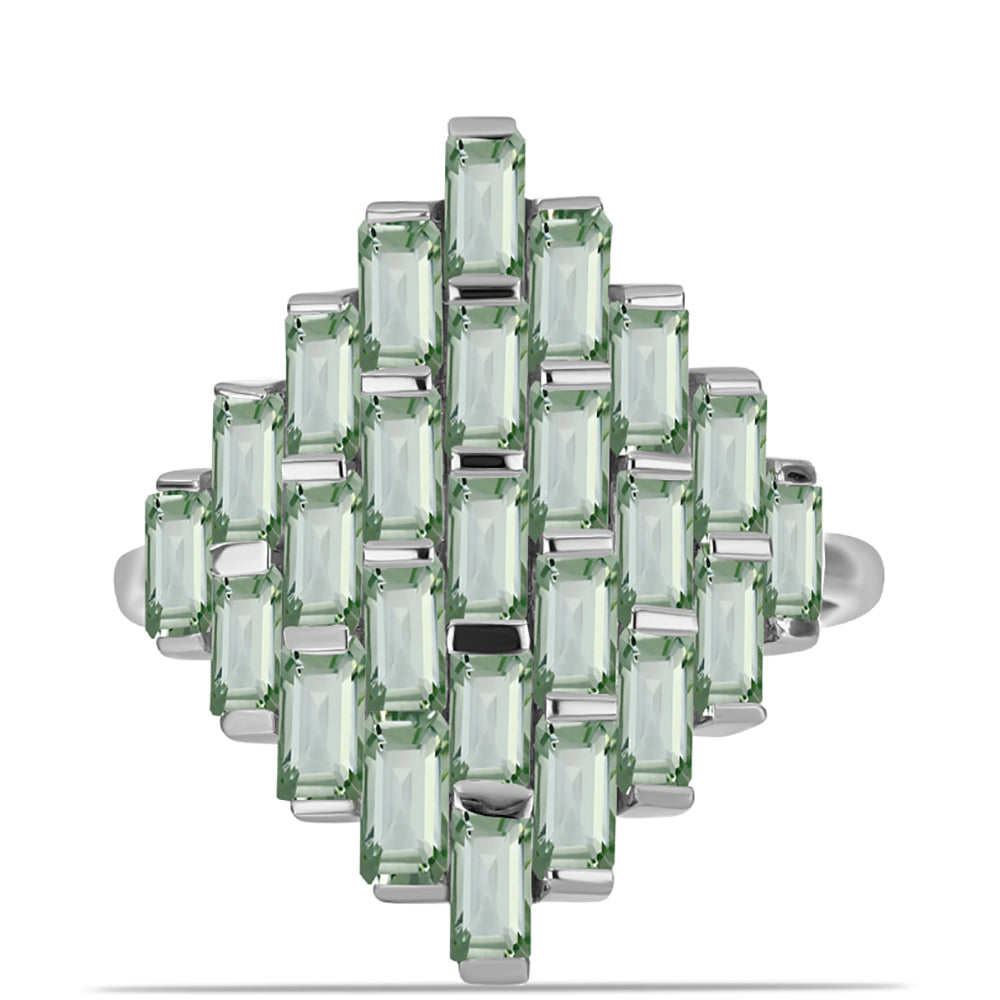 Stříbro 925/1000 - Prsten se Zeleným Ametystem - Karátové číslo: 2.76. přibližná hmotnost: 5.56 gramů 1 