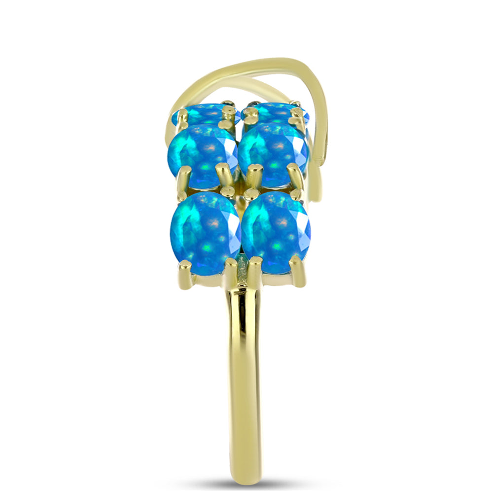 Pozlacené Stříbro 925/1000 - Prsten s Etiopským Nebeským Opálem - Karátové číslo: 1.83. přibližná hmotnost: 3.68 gramů