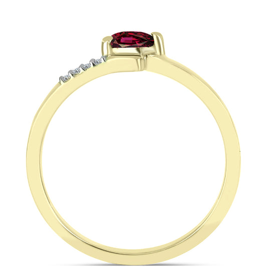 Pozlacené Stříbro 925/1000 - Prsten s Rhodolitovým Granátem a Bílým Topazem - Karátové číslo: 0.29. přibližná hmotnost: 1.51 gramů