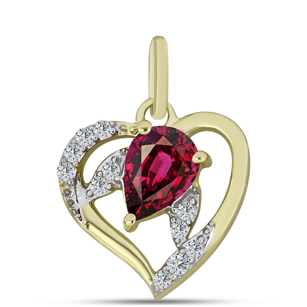 Pozlacené Stříbro 925/1000 - Přívěsek s Rhodolitovým Granátem a Bílým Topazem - Karátové číslo: 0.84. přibližná hmotnost: 1.34 gramů 1 