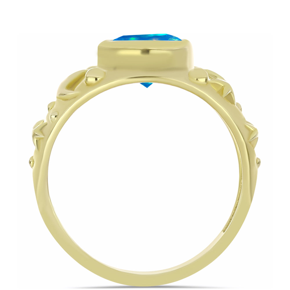 Pozlacené Stříbro 925/1000 - Prsten s Etiopským Nebeským Opálem - Karátové číslo: 1.09. přibližná hmotnost: 4.29 gramů 2 