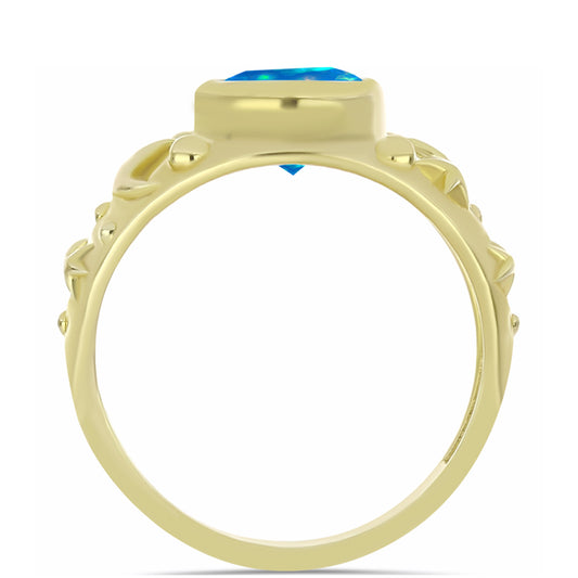 Pozlacené Stříbro 925/1000 - Prsten s Etiopským Nebeským Opálem - Karátové číslo: 1.09. přibližná hmotnost: 4.29 gramů