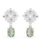Stříbro 925/1000 - Náušnice se Zeleným Ametystem a Bílým Topazem - Karátové číslo: 2.59. přibližná hmotnost: 5.1 gramů