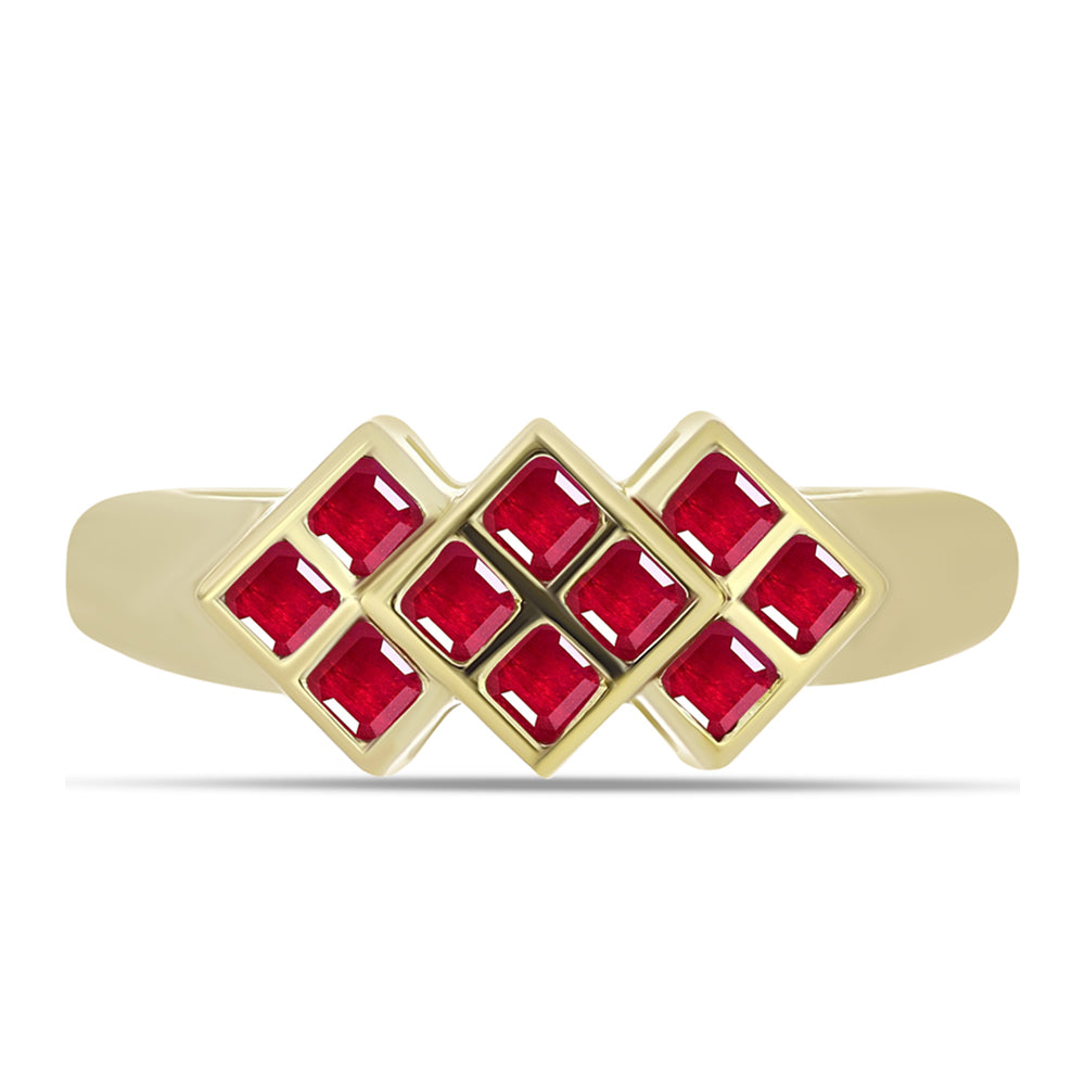 Pozlacené Stříbro 925/1000 - Prsten s Madagaskarským Rubínem - Karátové číslo: 0.84. přibližná hmotnost: 3.13 gramů