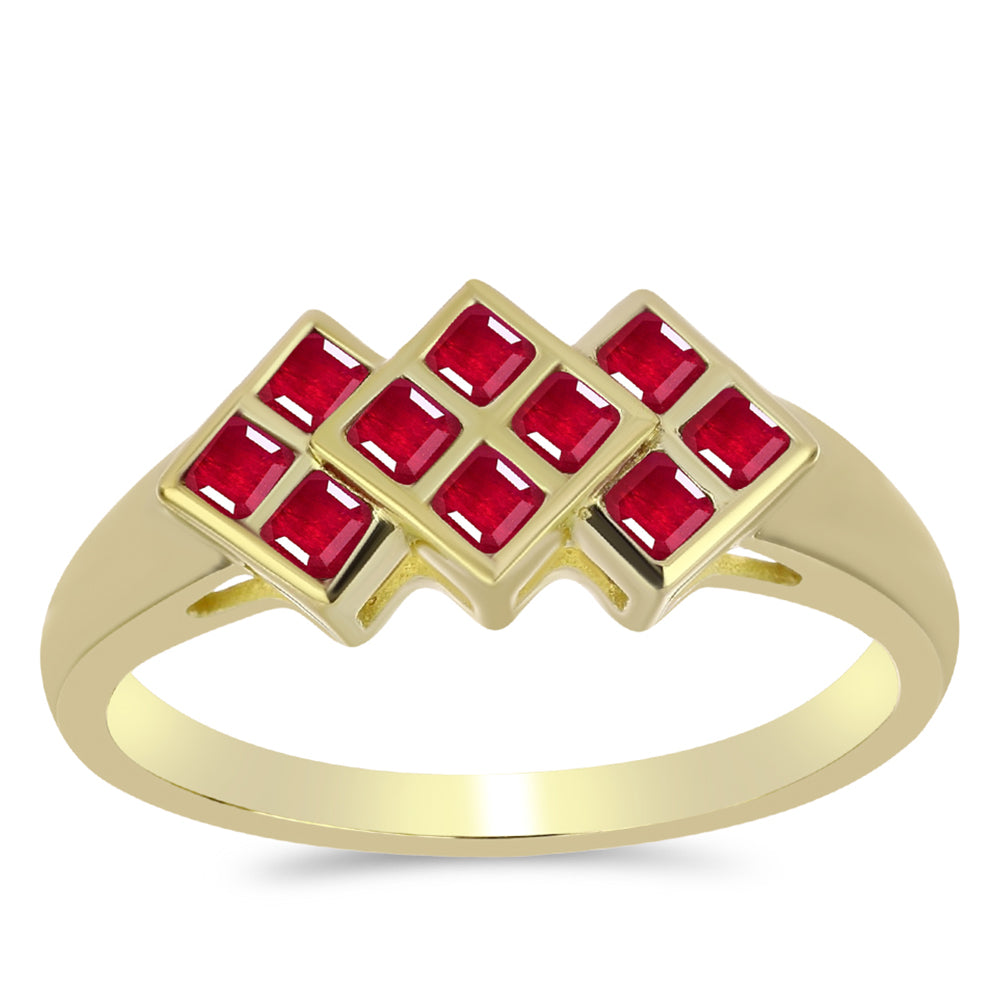 Pozlacené Stříbro 925/1000 - Prsten s Madagaskarským Rubínem - Karátové číslo: 0.84. přibližná hmotnost: 3.13 gramů