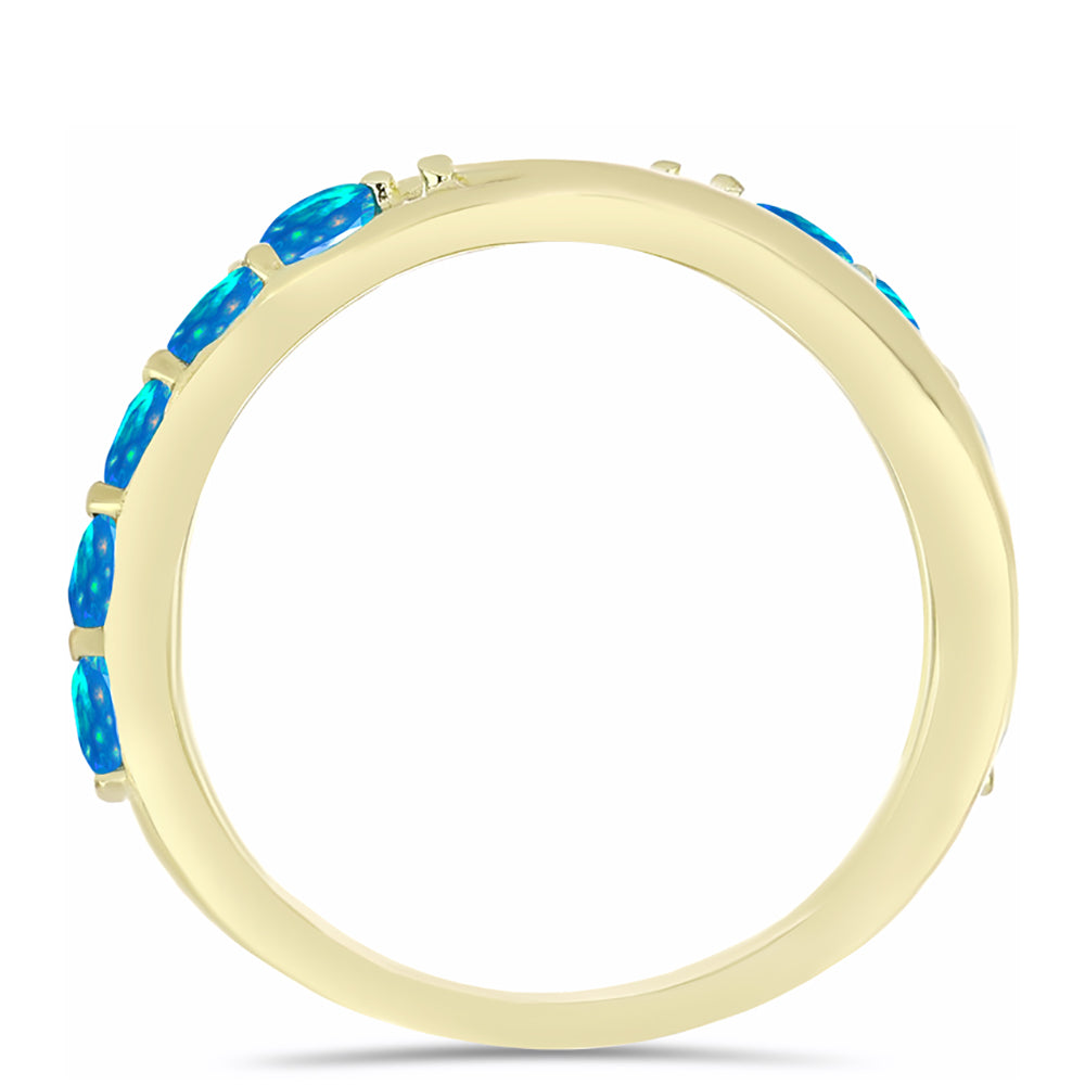 Pozlacené Stříbro 925/1000 - Prsten s Etiopským Nebeským Opálem - Karátové číslo: 0.7. přibližná hmotnost: 4.43 gramů 2 