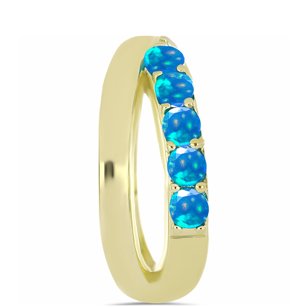 Pozlacené Stříbro 925/1000 - Prsten s Etiopským Nebeským Opálem - Karátové číslo: 0.7. přibližná hmotnost: 4.43 gramů 4 