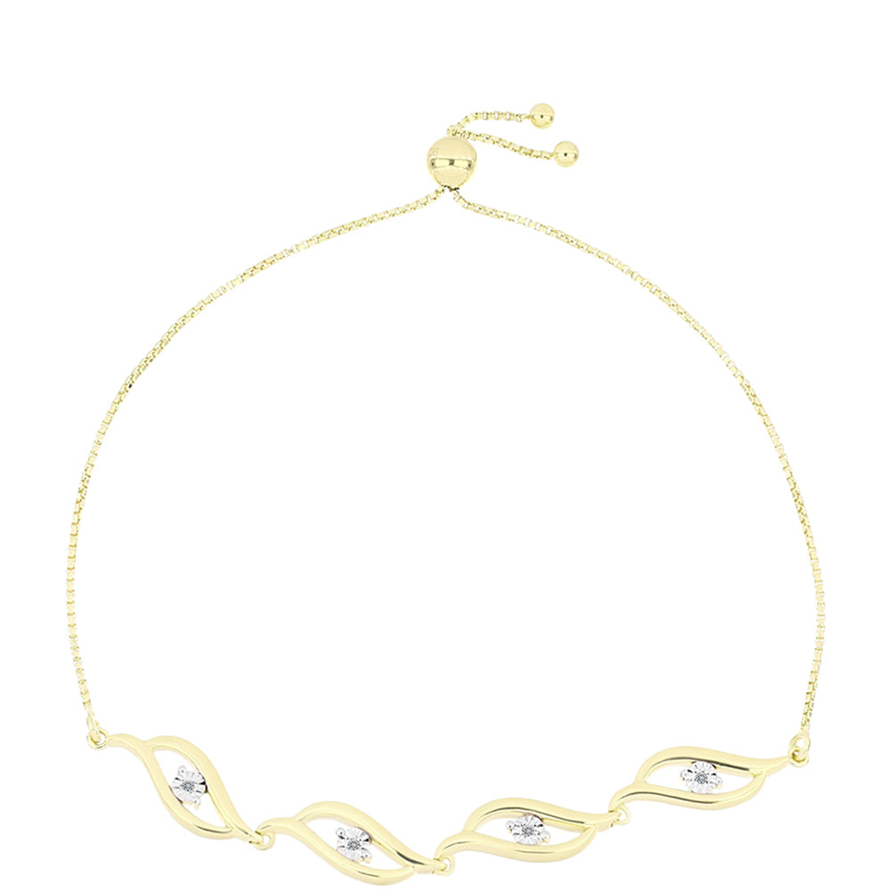 Pozlacené Stříbro 925/1000 - Náramek s Bílým Diamantem - Karátové číslo: 0.03. přibližná hmotnost: 6.62 gramů