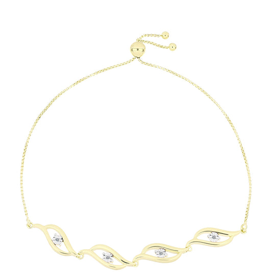 Pozlacené Stříbro 925/1000 - Náramek s Bílým Diamantem - Karátové číslo: 0.03. přibližná hmotnost: 6.62 gramů