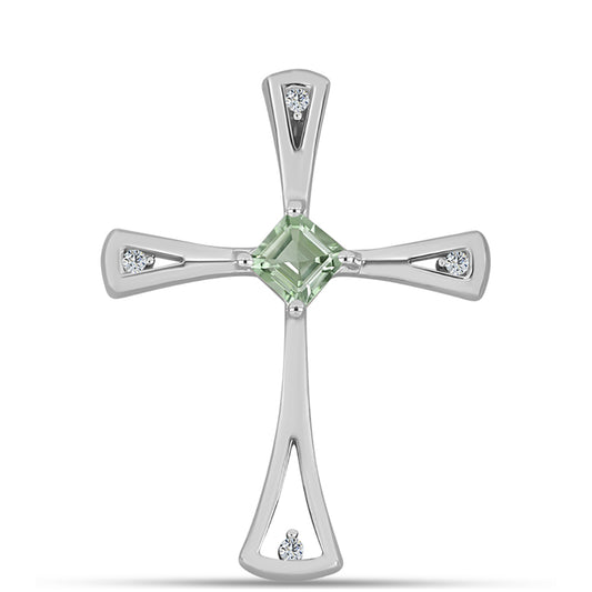 Stříbro 925/1000 - Přívěsek se Zeleným Ametystem a Bílým Topazem - Karátové číslo: 0.39. přibližná hmotnost: 2.09 gramů