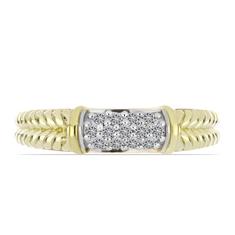 Pozlacené Stříbro 925/1000 - Prsten s Bílým Diamantem - Karátové číslo: 0.19. přibližná hmotnost: 2.88 gramů 2 