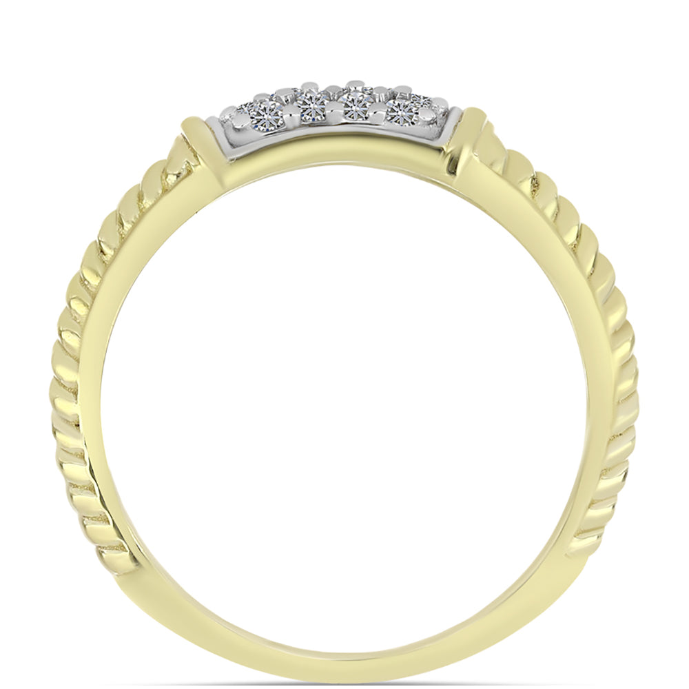 Pozlacené Stříbro 925/1000 - Prsten s Bílým Diamantem - Karátové číslo: 0.19. přibližná hmotnost: 2.88 gramů 3 