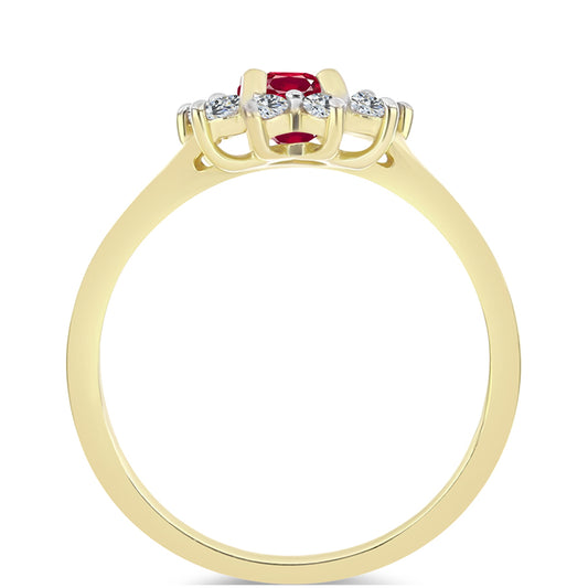 Pozlacené Stříbro 925/1000 - Prsten s Madagaskarským Rubínem a Bílým Topazem - Karátové číslo: 1.52. přibližná hmotnost: 2.48 gramů