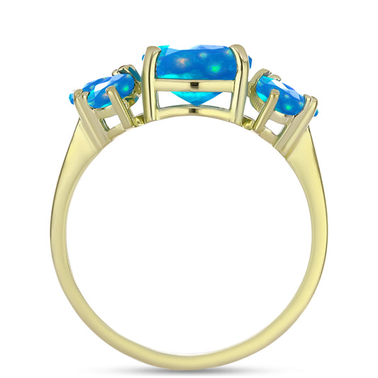 Pozlacené Stříbro 925/1000 - Prsten s Etiopským Nebeským Opálem - Karátové číslo: 2.06. přibližná hmotnost: 3.1 gramů