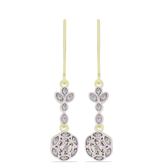 Pozlacené Stříbro 925/1000 - Náušnice s Bílým Diamantem a Bílým Topazem - Karátové číslo: 0.14. přibližná hmotnost: 2.78 gramů