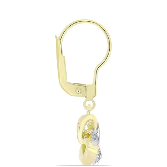 Pozlacené Stříbro 925/1000 - Náušnice s Bílým Diamantem - Karátové číslo: 0.16. přibližná hmotnost: 3.23 gramů