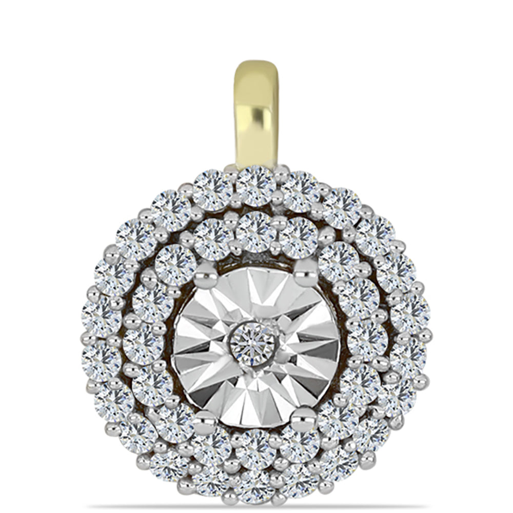 Pozlacené Stříbro 925/1000 - Přívěsek s Bílým Diamantem a Bílým Topazem - Karátové číslo: 0.41. přibližná hmotnost: 1.19 gramů 1 