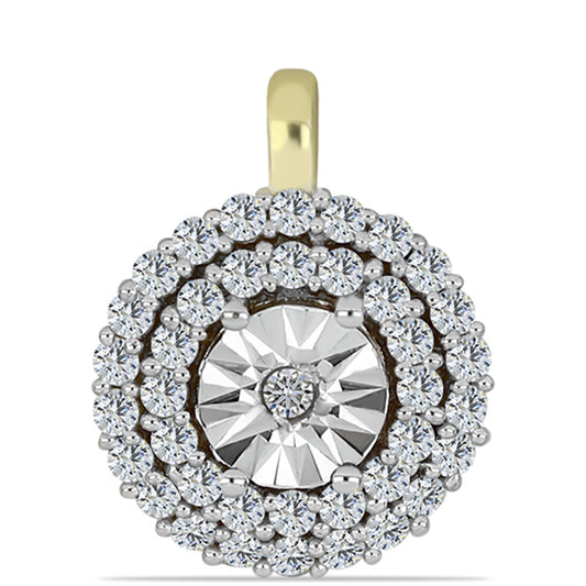 Pozlacené Stříbro 925/1000 - Přívěsek s Bílým Diamantem a Bílým Topazem - Karátové číslo: 0.41. přibližná hmotnost: 1.19 gramů