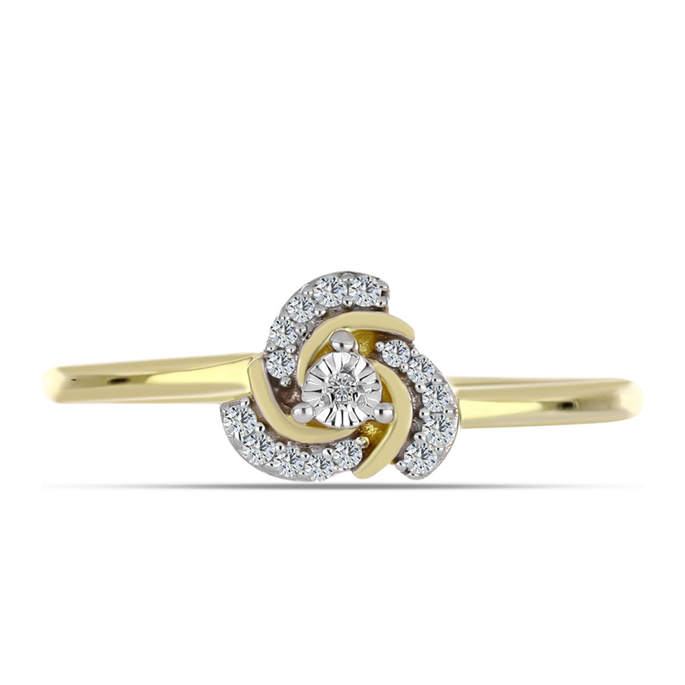 Pozlacené Stříbro 925/1000 - Prsten s Bílým Diamantem a Bílým Topazem - Karátové číslo: 0.11. přibližná hmotnost: 2.42 gramů