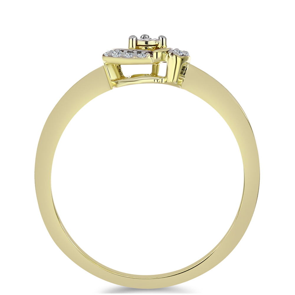 Pozlacené Stříbro 925/1000 - Prsten s Bílým Diamantem a Bílým Topazem - Karátové číslo: 0.11. přibližná hmotnost: 2.42 gramů