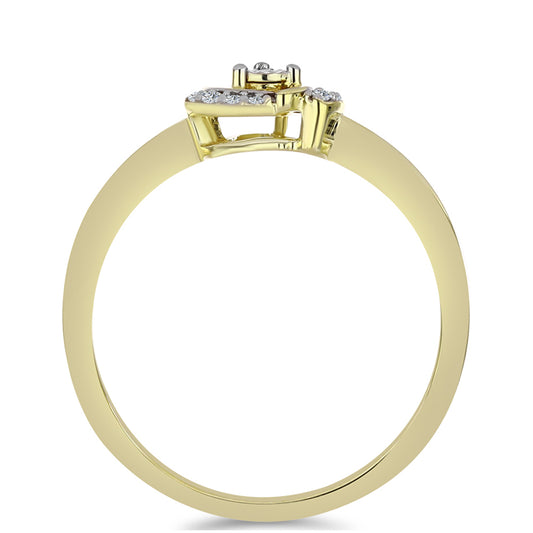 Pozlacené Stříbro 925/1000 - Prsten s Bílým Diamantem a Bílým Topazem - Karátové číslo: 0.11. přibližná hmotnost: 2.42 gramů