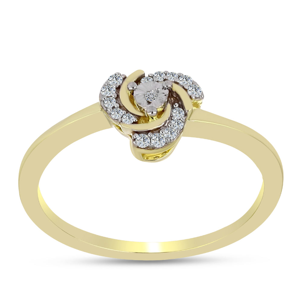 Pozlacené Stříbro 925/1000 - Prsten s Bílým Diamantem a Bílým Topazem - Karátové číslo: 0.11. přibližná hmotnost: 2.42 gramů