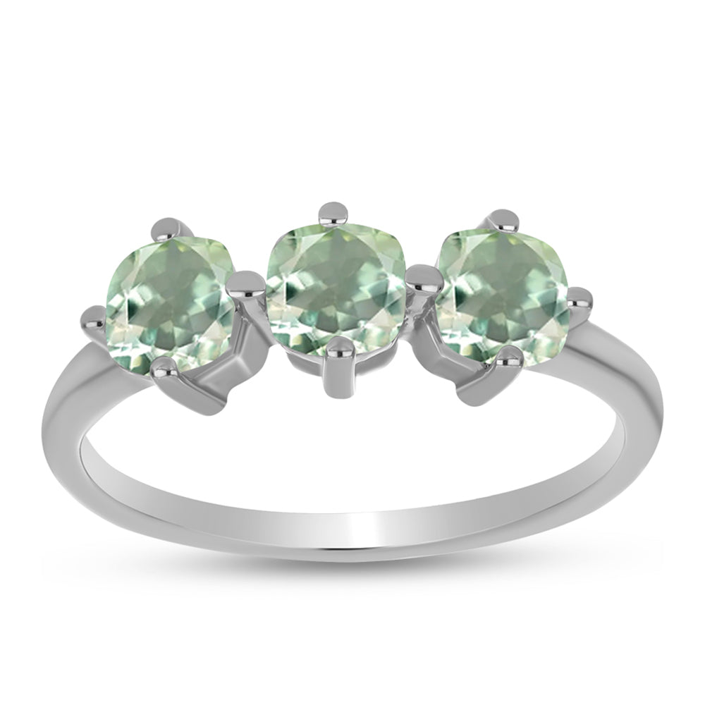 Stříbro 925/1000 - Prsten se Zeleným Ametystem - Karátové číslo: 1.6. přibližná hmotnost: 2.3 gramů