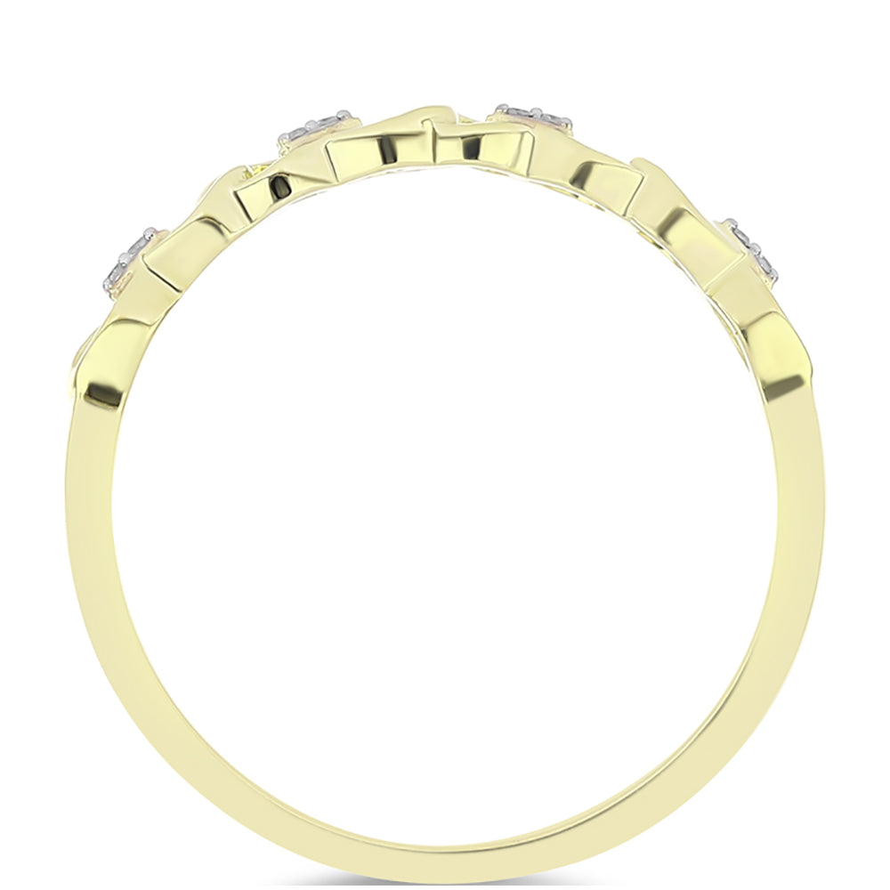 Pozlacené Stříbro 925/1000 - Prsten s Bílým Diamantem - Karátové číslo: 0.04. přibližná hmotnost: 1.76 gramů 3 