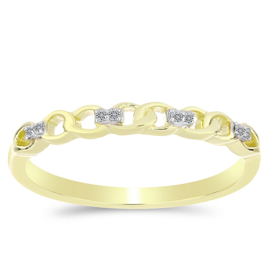 Pozlacené Stříbro 925/1000 - Prsten s Bílým Diamantem - Karátové číslo: 0.04. přibližná hmotnost: 1.76 gramů