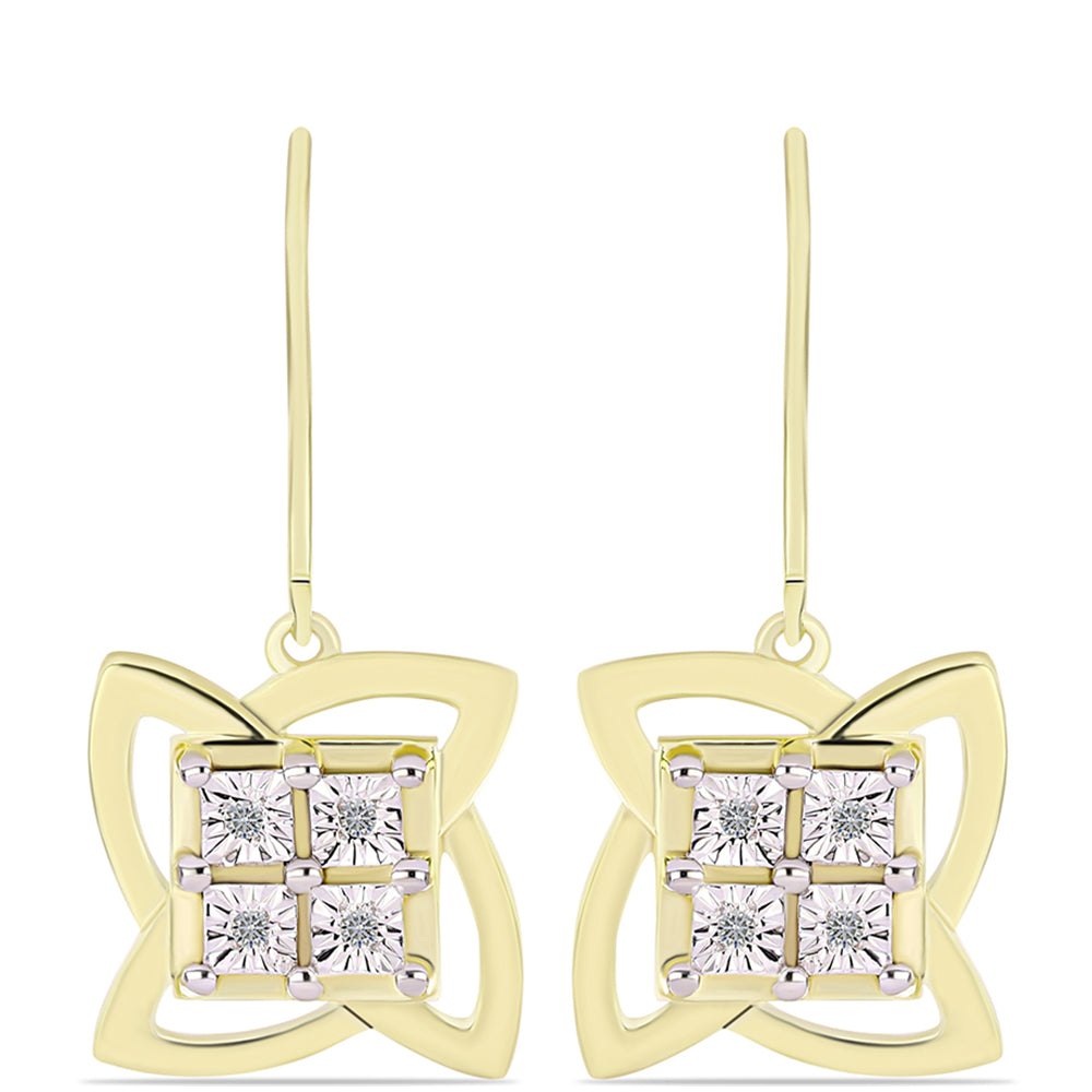 Pozlacené Stříbro 925/1000 - Náušnice s Bílým Diamantem - Karátové číslo: 0.06. přibližná hmotnost: 4.11 gramů 1 