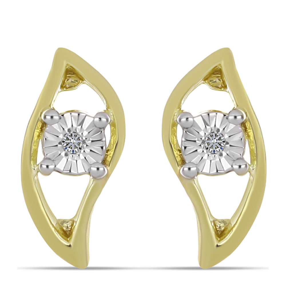 Pozlacené Stříbro 925/1000 - Náušnice s Bílým Diamantem - Karátové číslo: 0.01. přibližná hmotnost: 2.44 gramů 1 