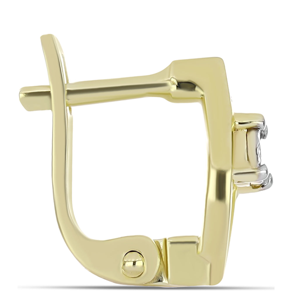 Pozlacené Stříbro 925/1000 - Náušnice s Bílým Diamantem - Karátové číslo: 0.01. přibližná hmotnost: 2.44 gramů 2 