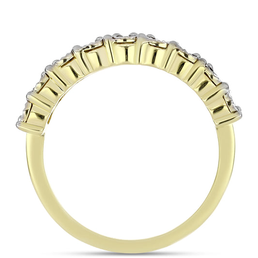 Pozlacené Stříbro 925/1000 - Prsten s Bílým Diamantem - Karátové číslo: 0.12. přibližná hmotnost: 4.13 gramů