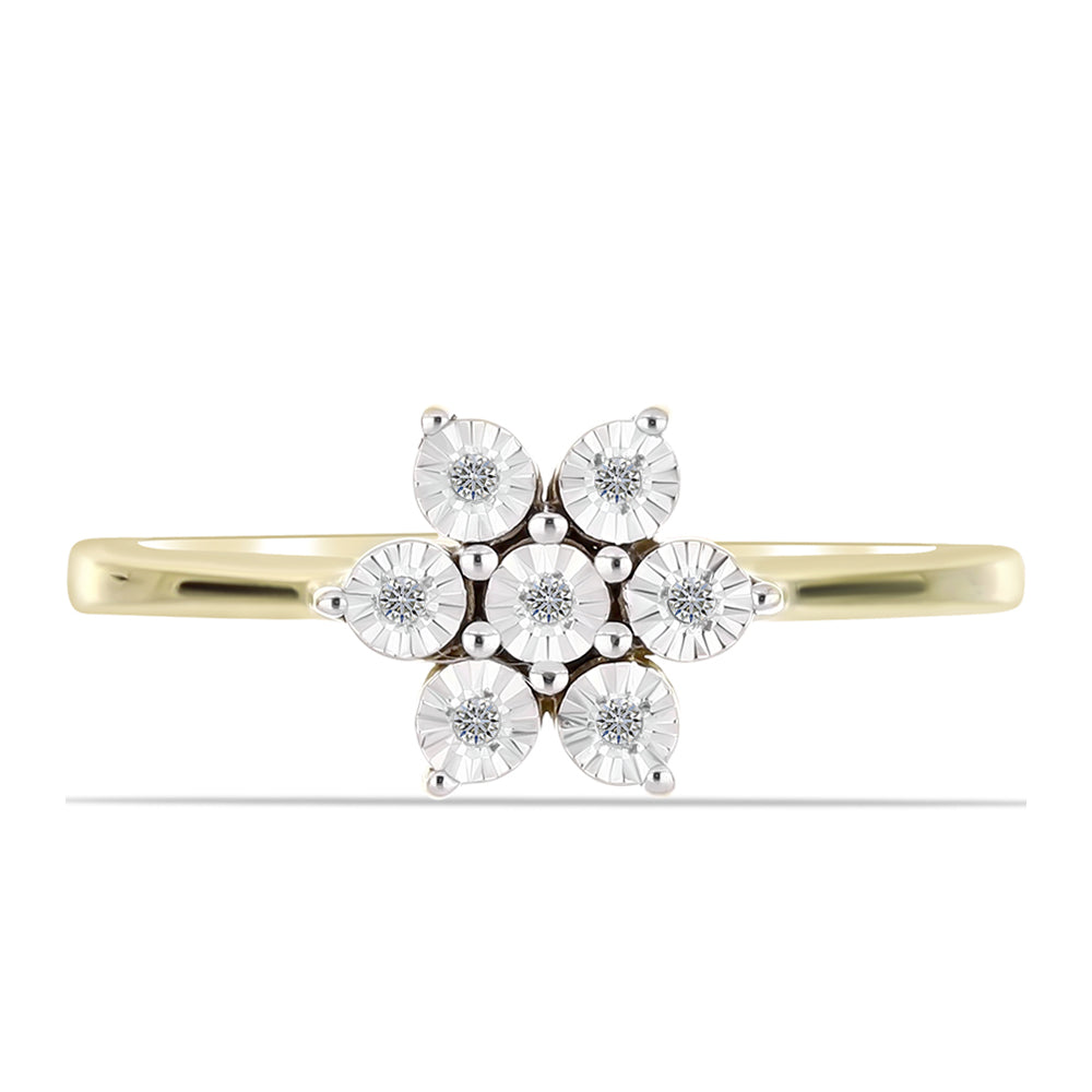 Pozlacené Stříbro 925/1000 - Prsten s Bílým Diamantem - Karátové číslo: 0.04. přibližná hmotnost: 2.68 gramů 1 