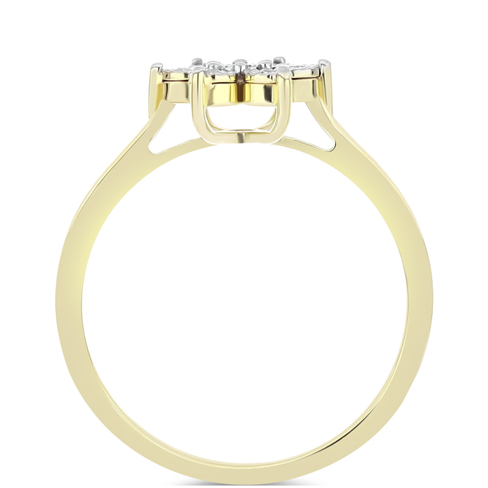 Pozlacené Stříbro 925/1000 - Prsten s Bílým Diamantem - Karátové číslo: 0.04. přibližná hmotnost: 2.68 gramů