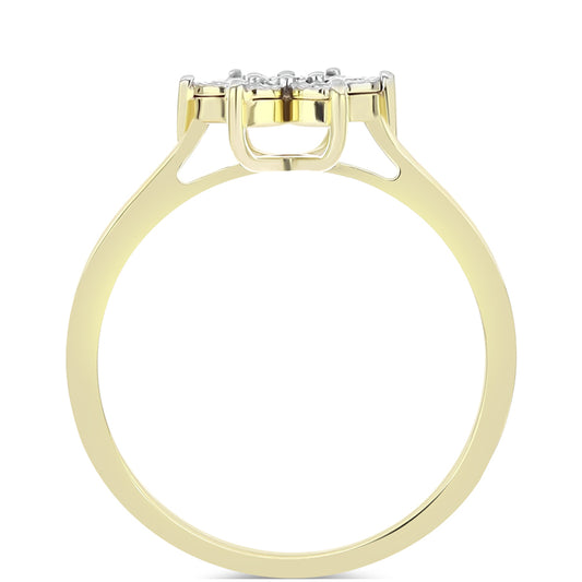 Pozlacené Stříbro 925/1000 - Prsten s Bílým Diamantem - Karátové číslo: 0.04. přibližná hmotnost: 2.68 gramů