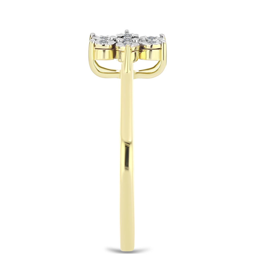 Pozlacené Stříbro 925/1000 - Prsten s Bílým Diamantem - Karátové číslo: 0.04. přibližná hmotnost: 2.68 gramů 4 