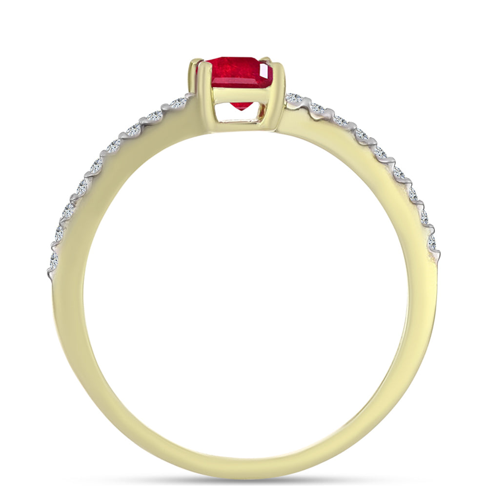 Pozlacené Stříbro 925/1000 - Prsten s Madagaskarským Rubínem a Bílým Topazem - Karátové číslo: 0.95. přibližná hmotnost: 1.69 gramů 2 