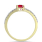 Pozlacené Stříbro 925/1000 - Prsten s Madagaskarským Rubínem a Bílým Topazem - Karátové číslo: 0.95. přibližná hmotnost: 1.69 gramů