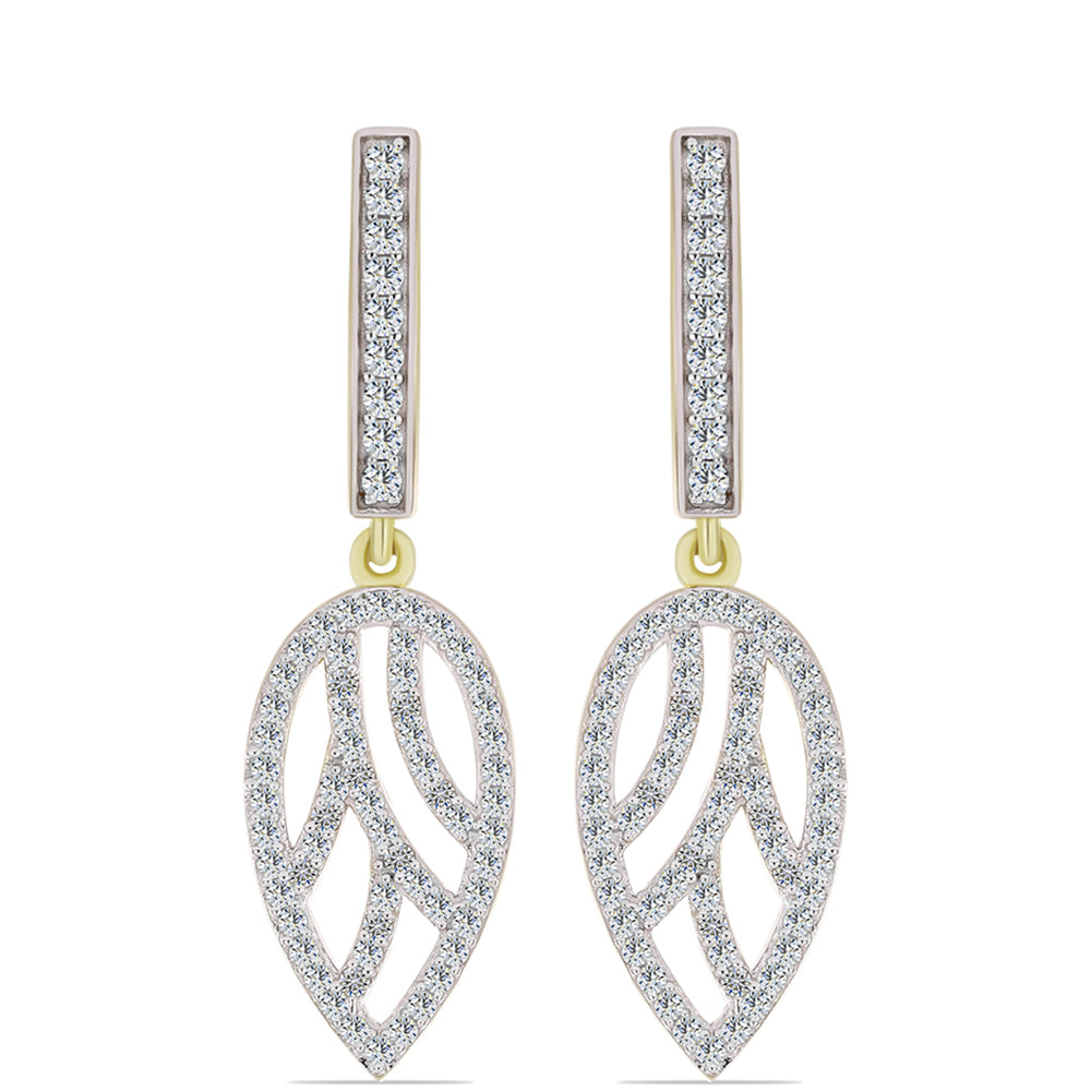 Pozlacené Stříbro 925/1000 - Náušnice s Bílým Diamantem a Bílým Topazem - Karátové číslo: 1.14. přibližná hmotnost: 4.92 gramů