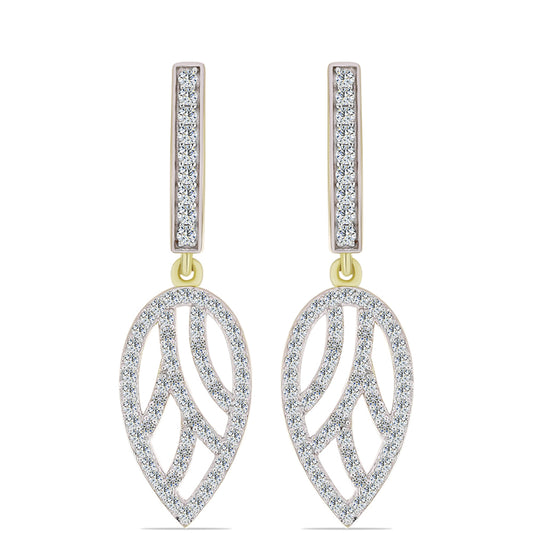 Pozlacené Stříbro 925/1000 - Náušnice s Bílým Diamantem a Bílým Topazem - Karátové číslo: 1.14. přibližná hmotnost: 4.92 gramů