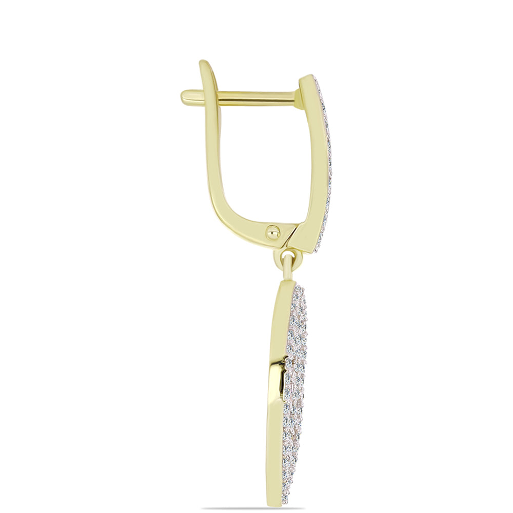 Pozlacené Stříbro 925/1000 - Náušnice s Bílým Diamantem a Bílým Topazem - Karátové číslo: 1.14. přibližná hmotnost: 4.92 gramů 2 